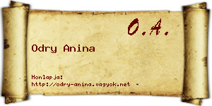 Odry Anina névjegykártya